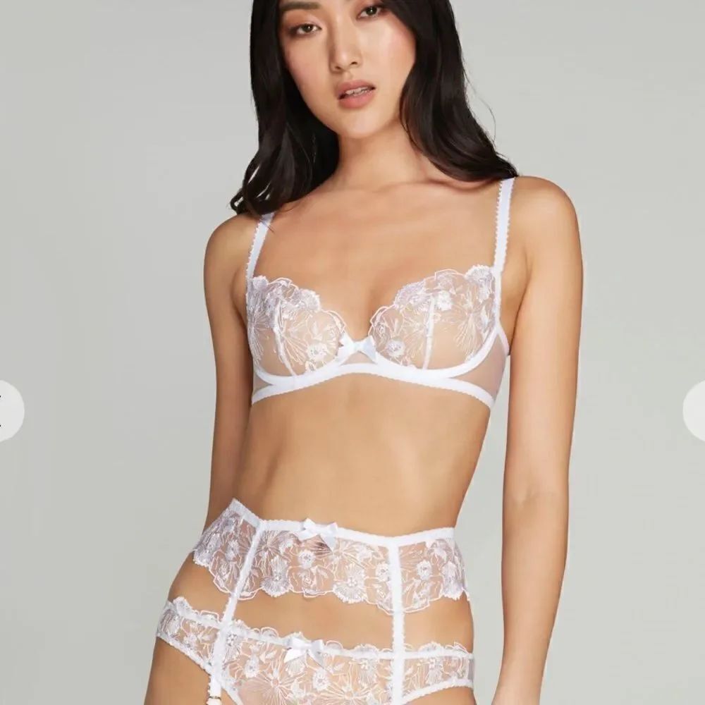 🤍NWT Agent Provocateur Jayce Embroidered Floral Lace Plunge Bra 32B